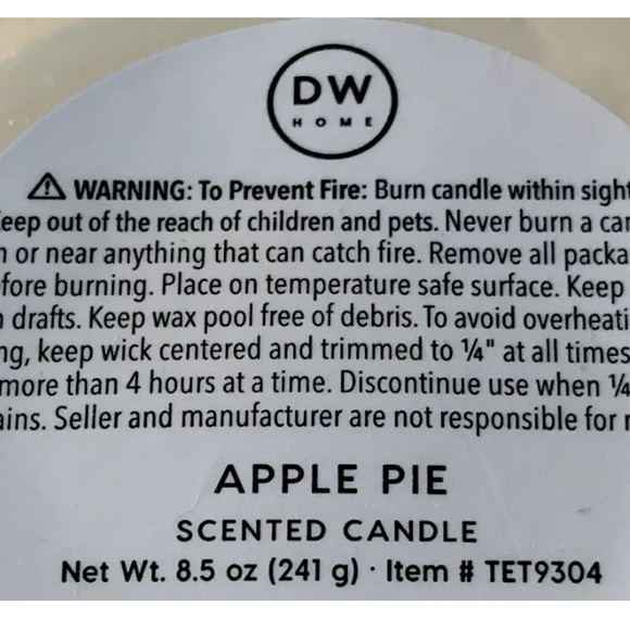DW HOME CANDLE APPLE PIE RICHLY SCENTED NEW - Picture 3 of 3